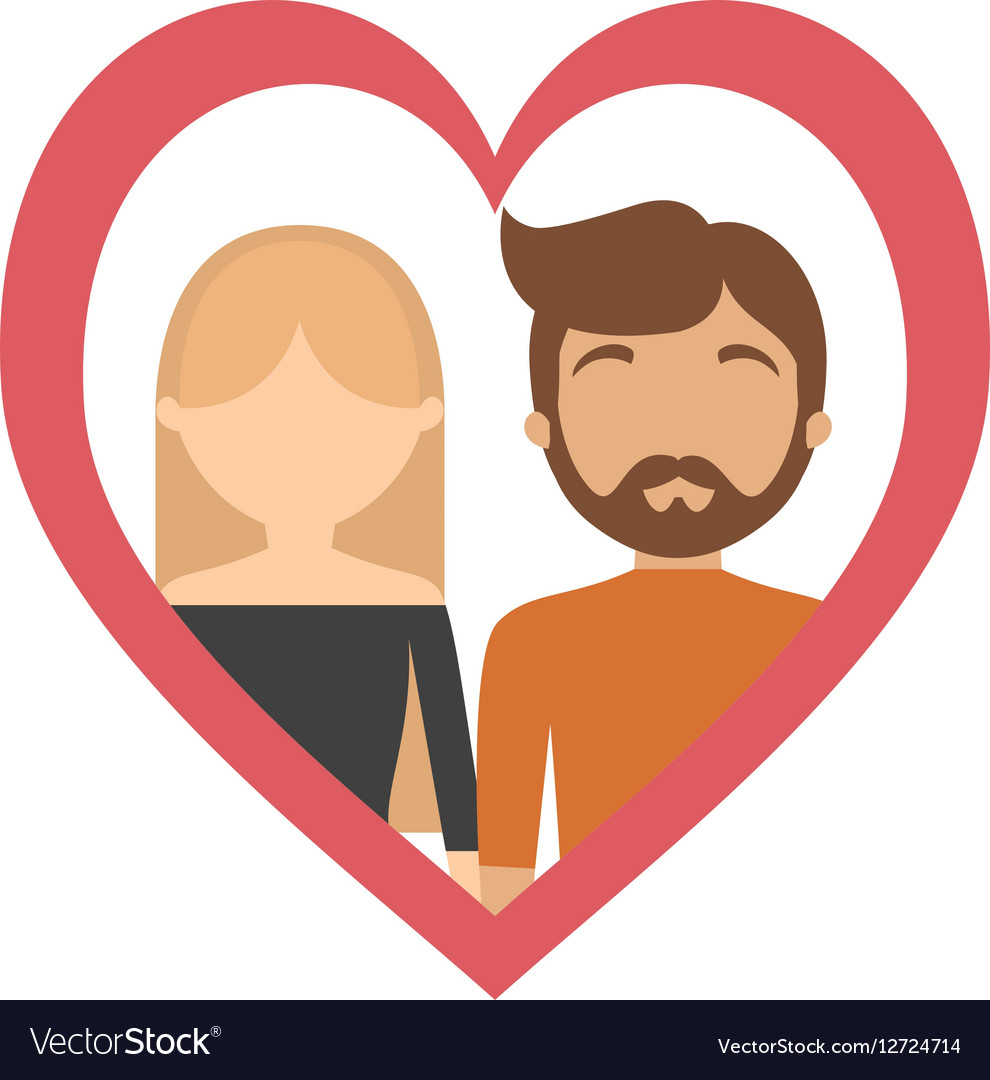 Couple profile love heart design Royalty Free Vector Image