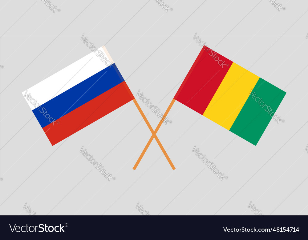 Crossed flags of russia and guinea official Vector Image