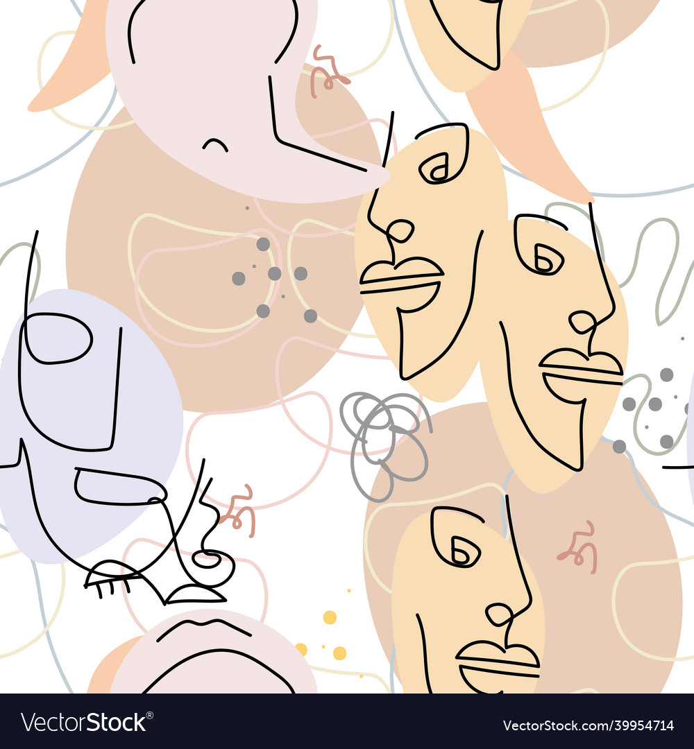 Face line pattern abstract drawing seamless print vector image Face line pattern abstract drawing seamless print