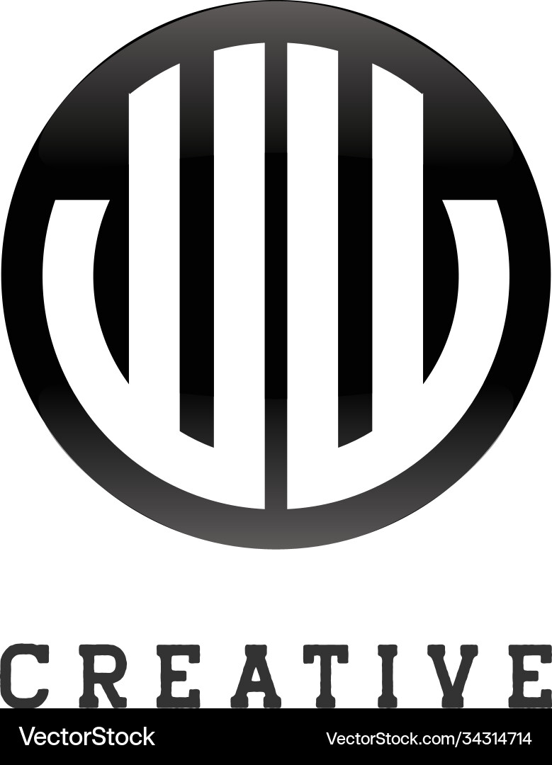 Initial letter ww circle shape monogram black Vector Image