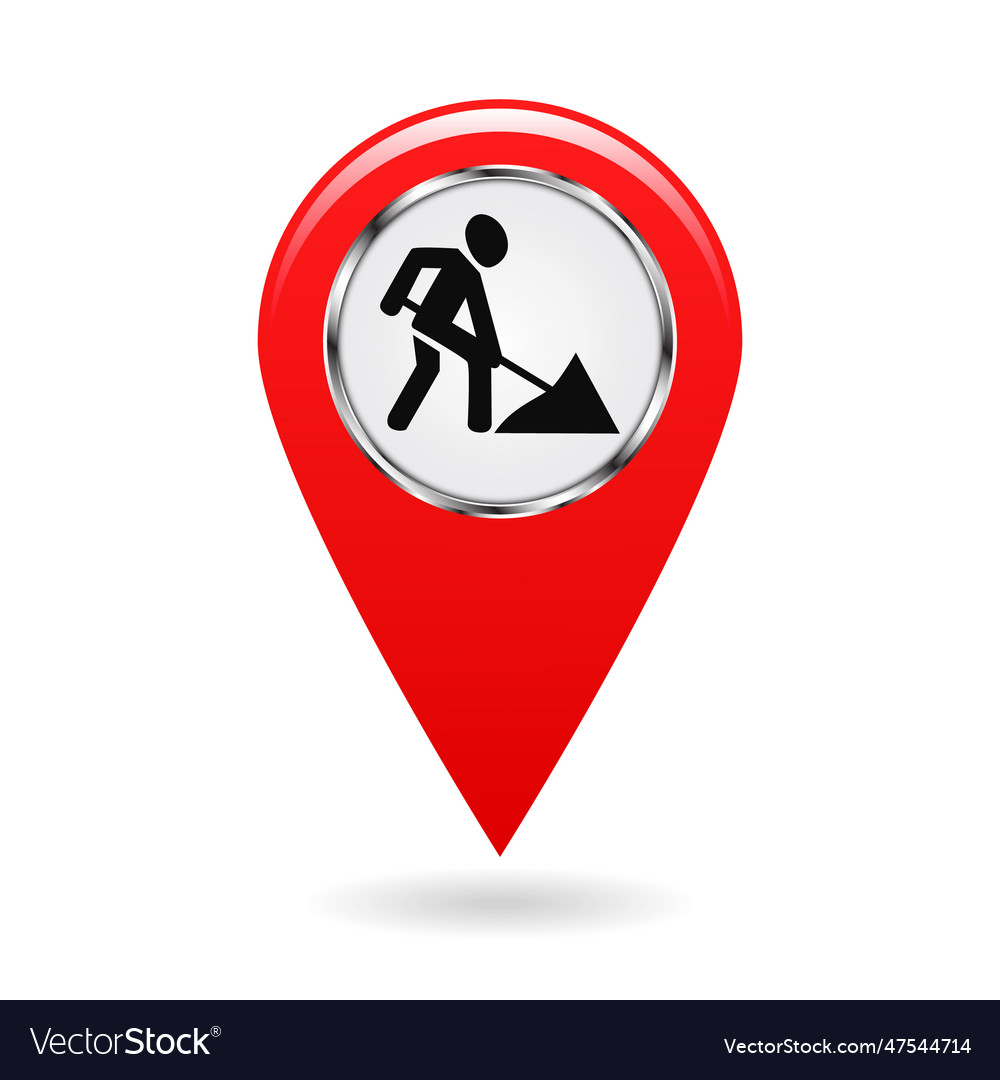 Map pointer indicator of repairs and emergency vector image Map pointer indicator of repairs and emergency