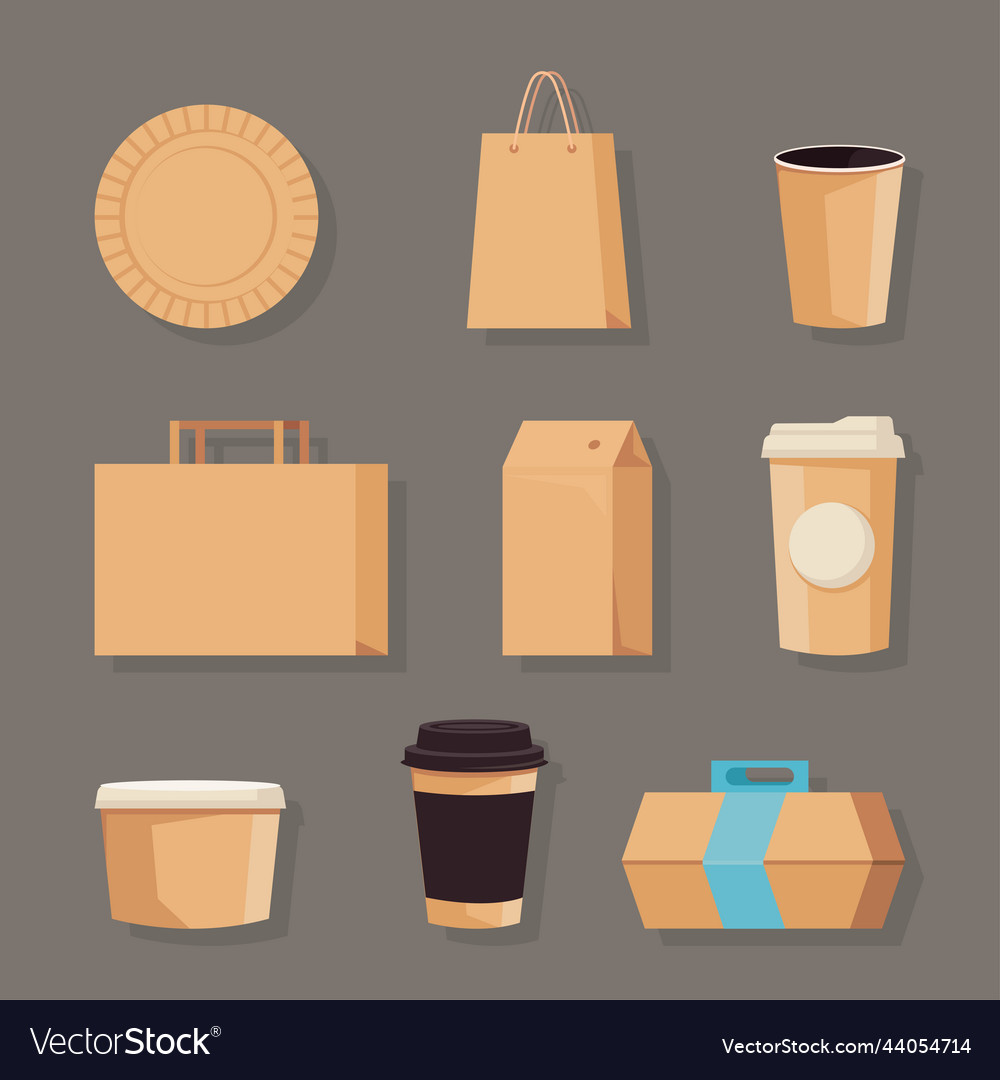 Nine eco packaging icons