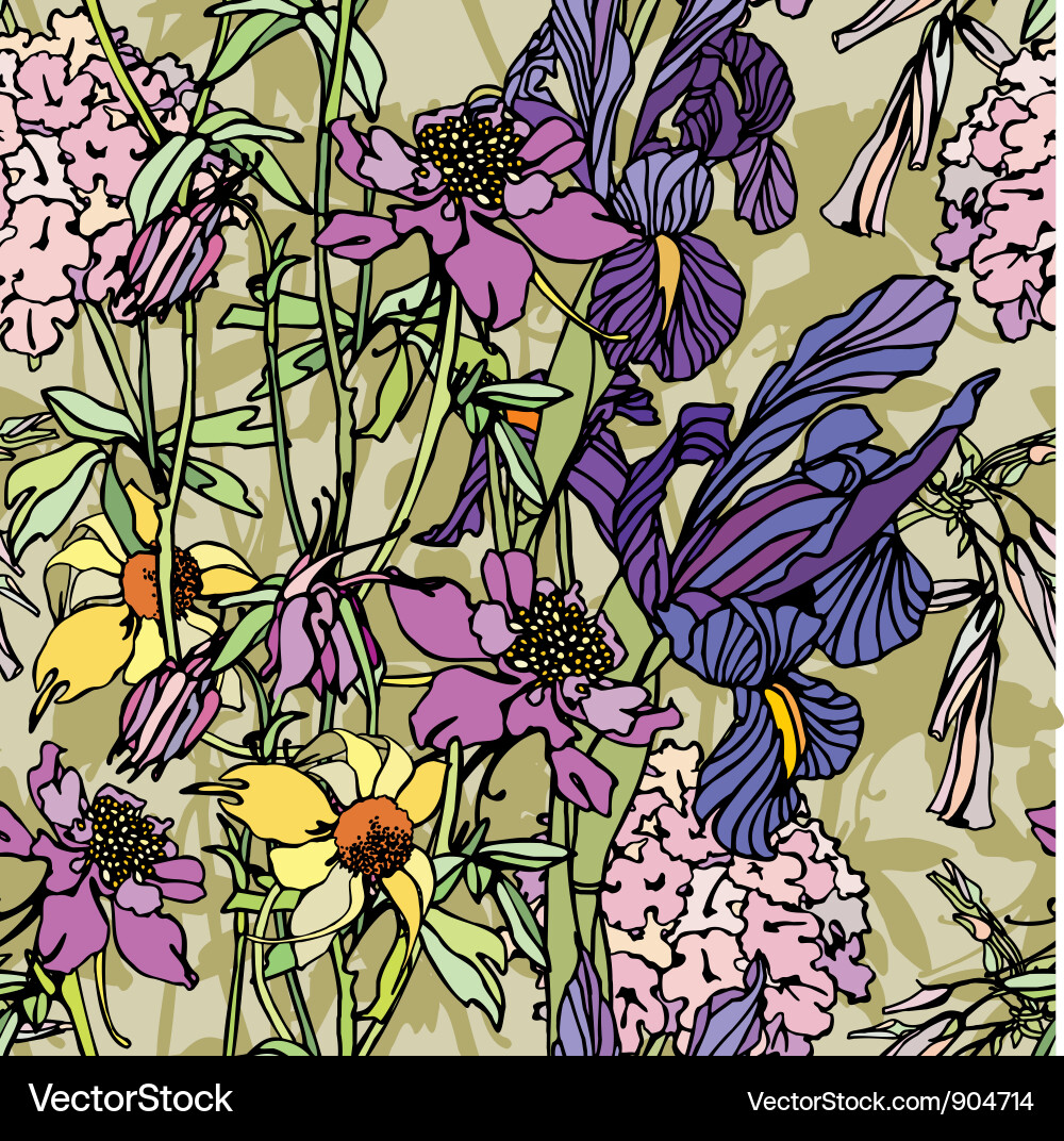 Seamless pattern with flowers Royalty Free Vector Image