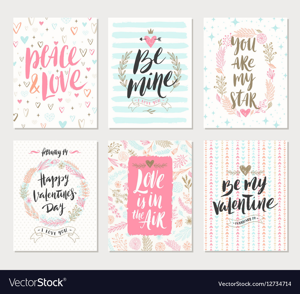 Set of Valentines Day greeting Royalty Free Vector Image