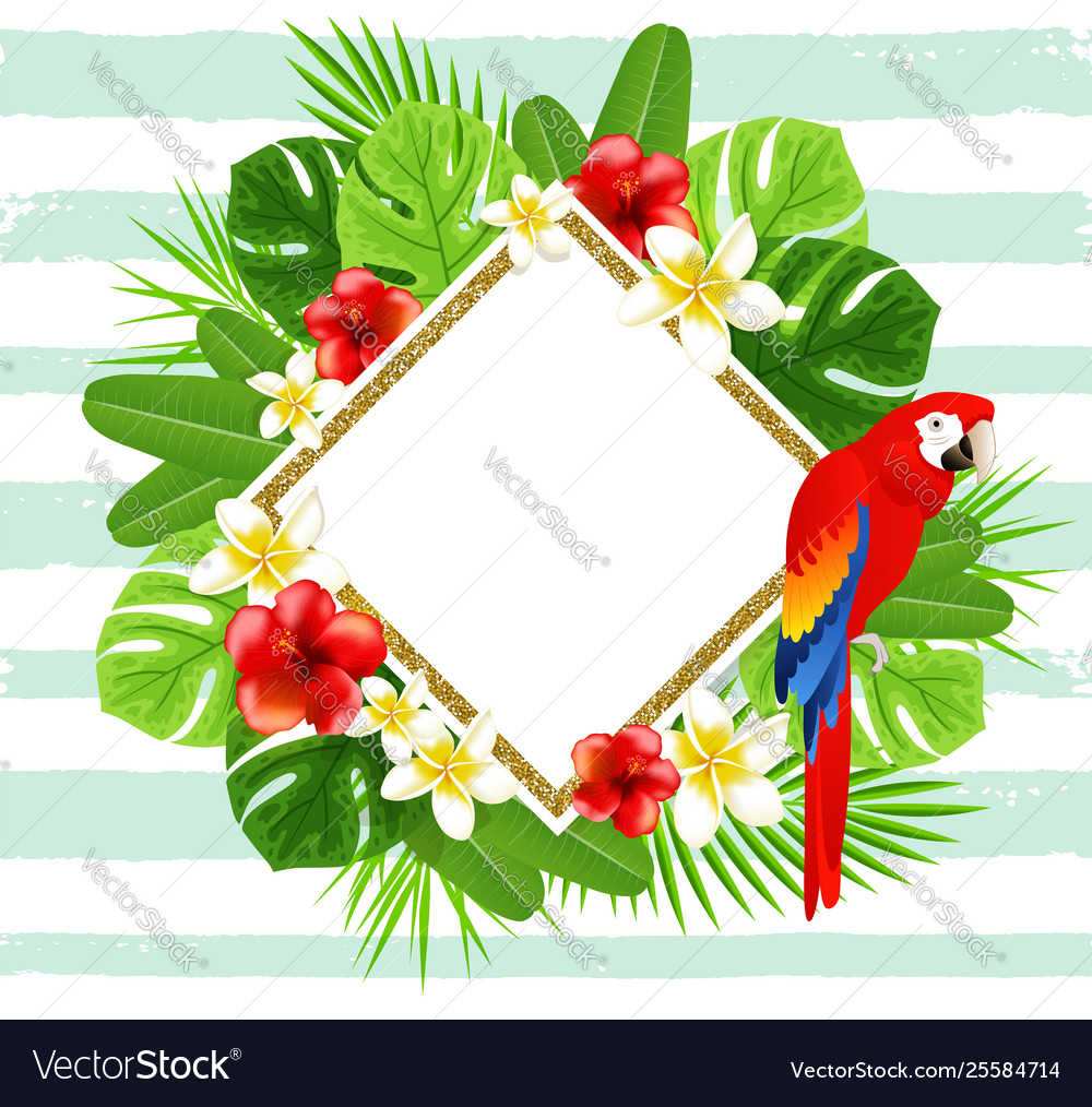 Summer background with red parrot