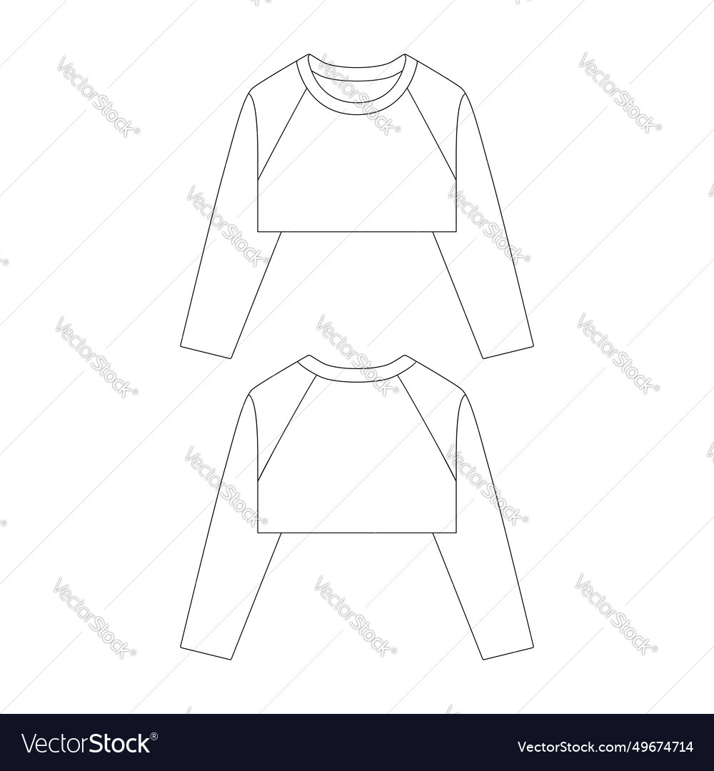 Template cropped long sleeve raglan t-shirt flat