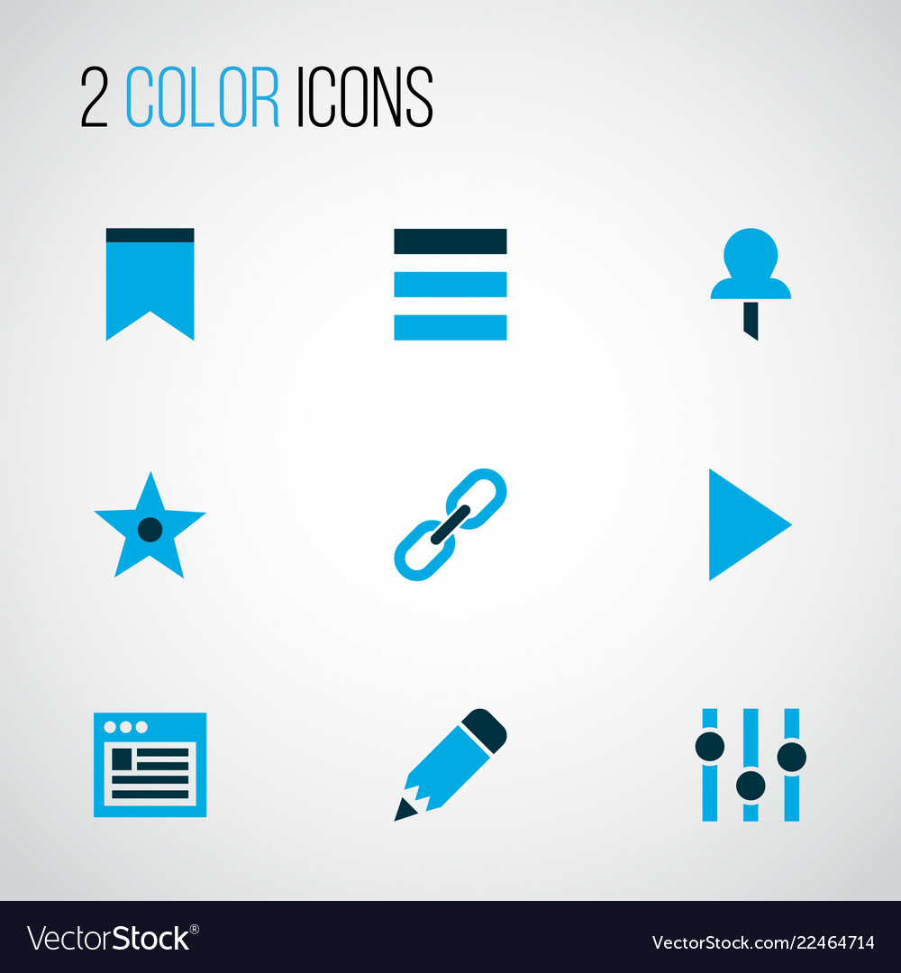 User icons colored set with link browser edit vector image User icons colored set with link browser edit