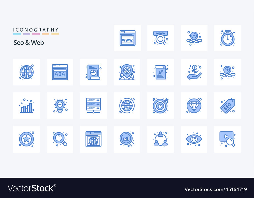 25 seo web blue icon pack