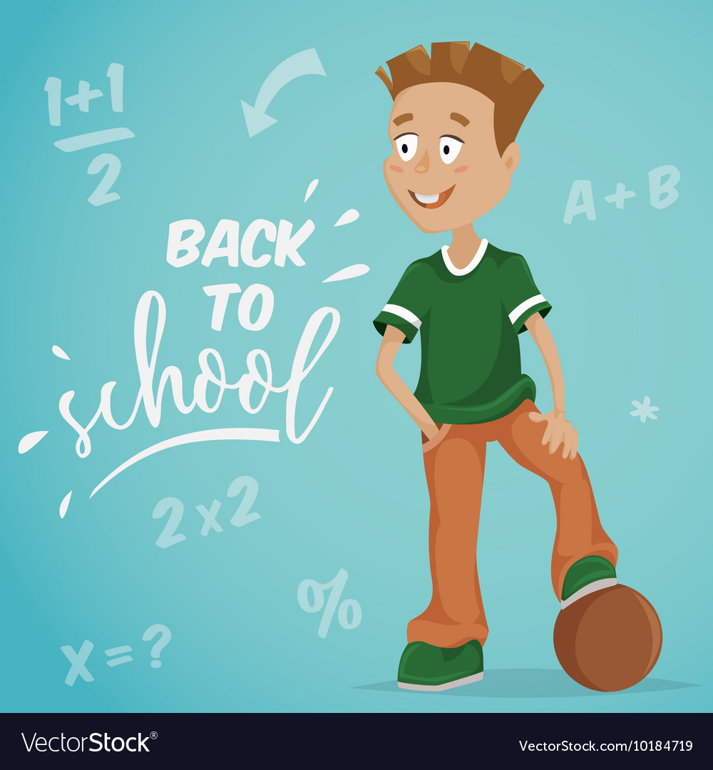 Back to school schoolboy with ball