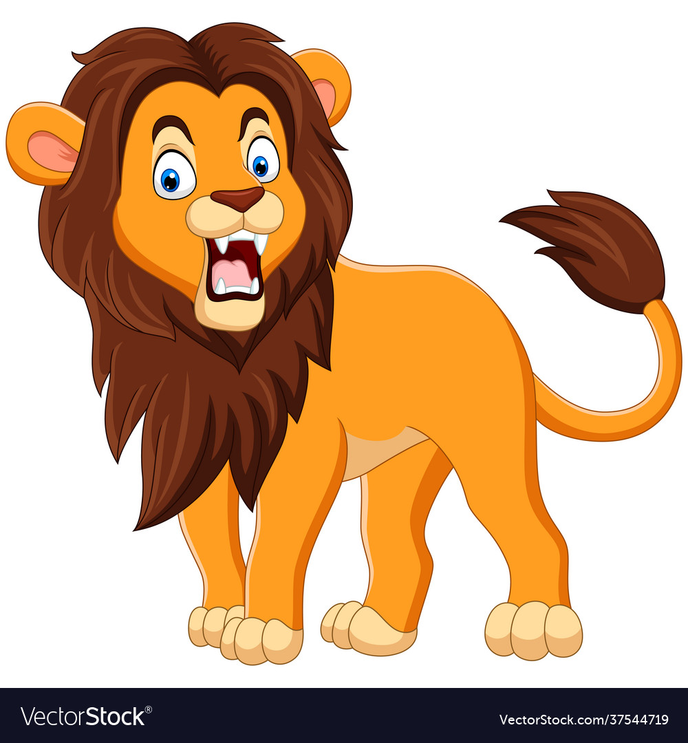 Cartoon lion roaring isolated on white background Vector Image