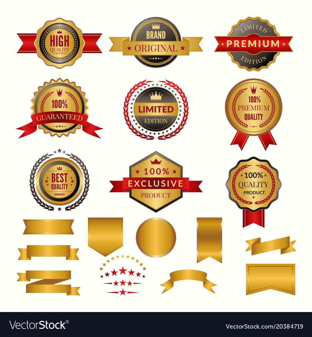 Collection of luxury gold badges and logos Vector Image