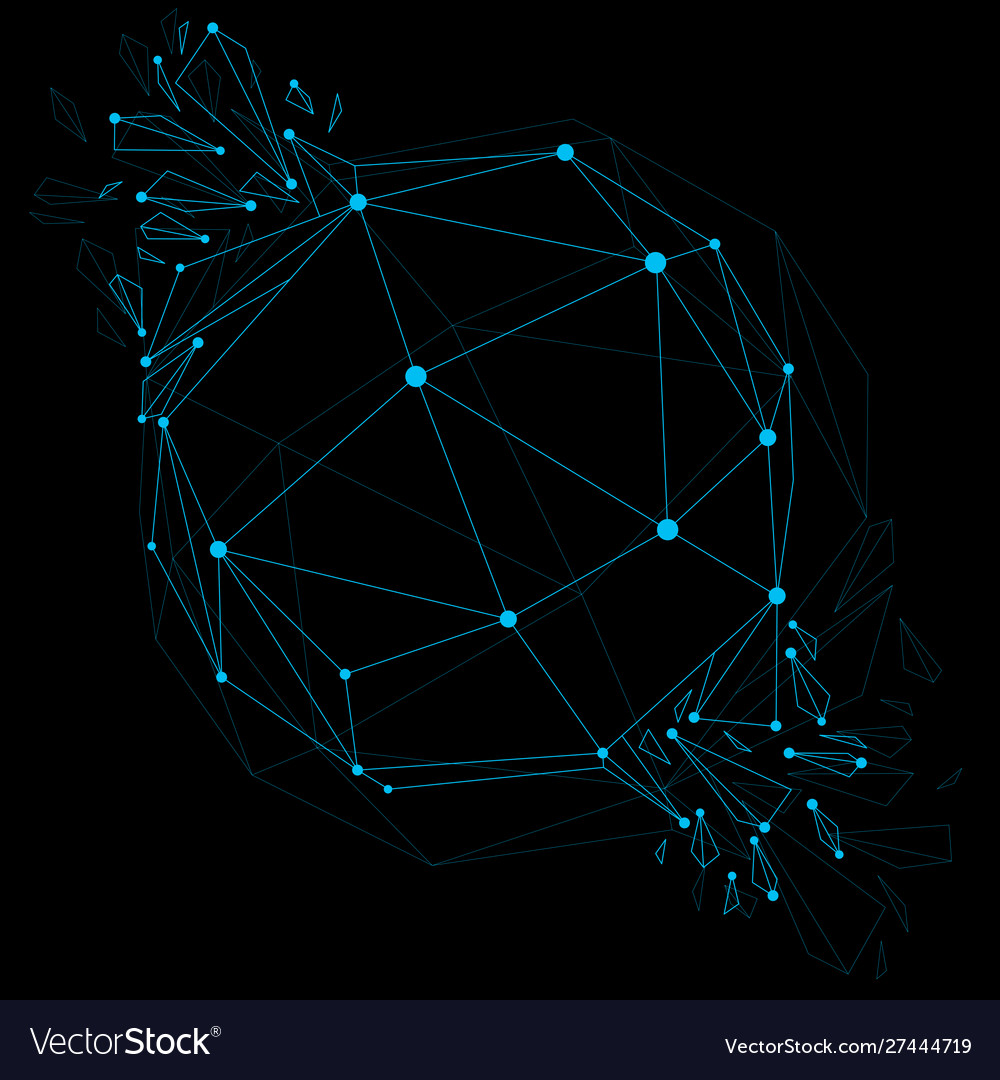 Dimensional wireframe luminescent object vector image Dimensional wireframe luminescent object
