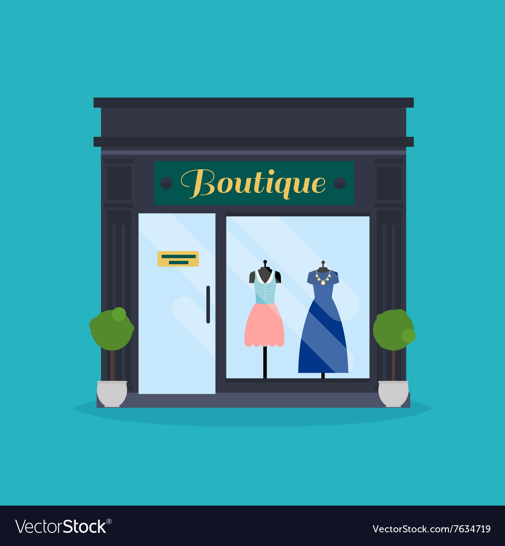 Fashion boutique facade clothes shop ideal Vector Image