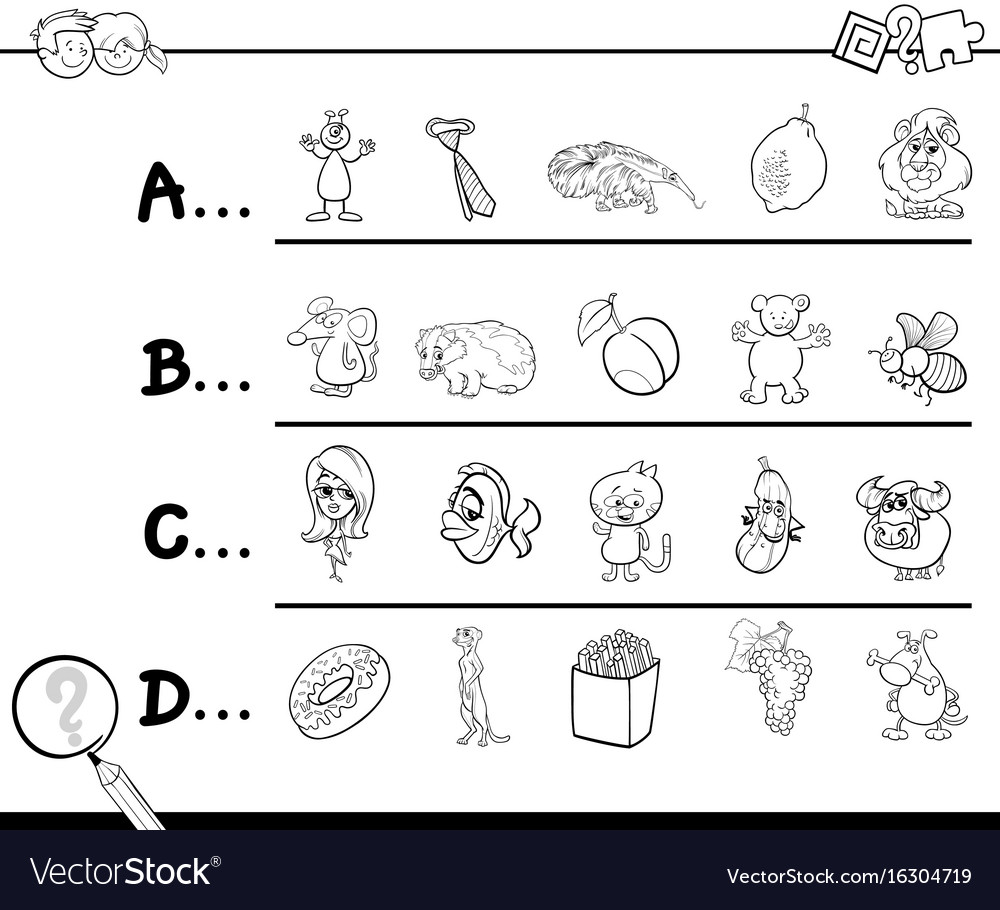 First Letter Of A Word Coloring Page Royalty Free Vector