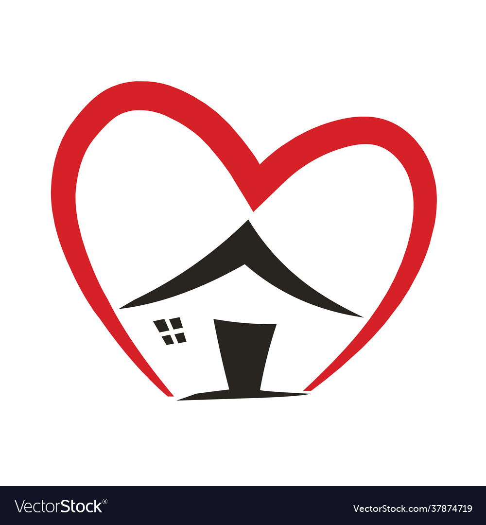 Heart and house building logo