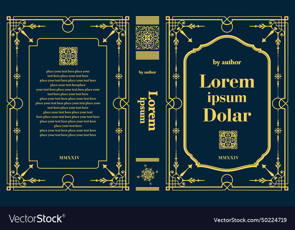 Ornate leather book cover and old retro ornament Vector Image