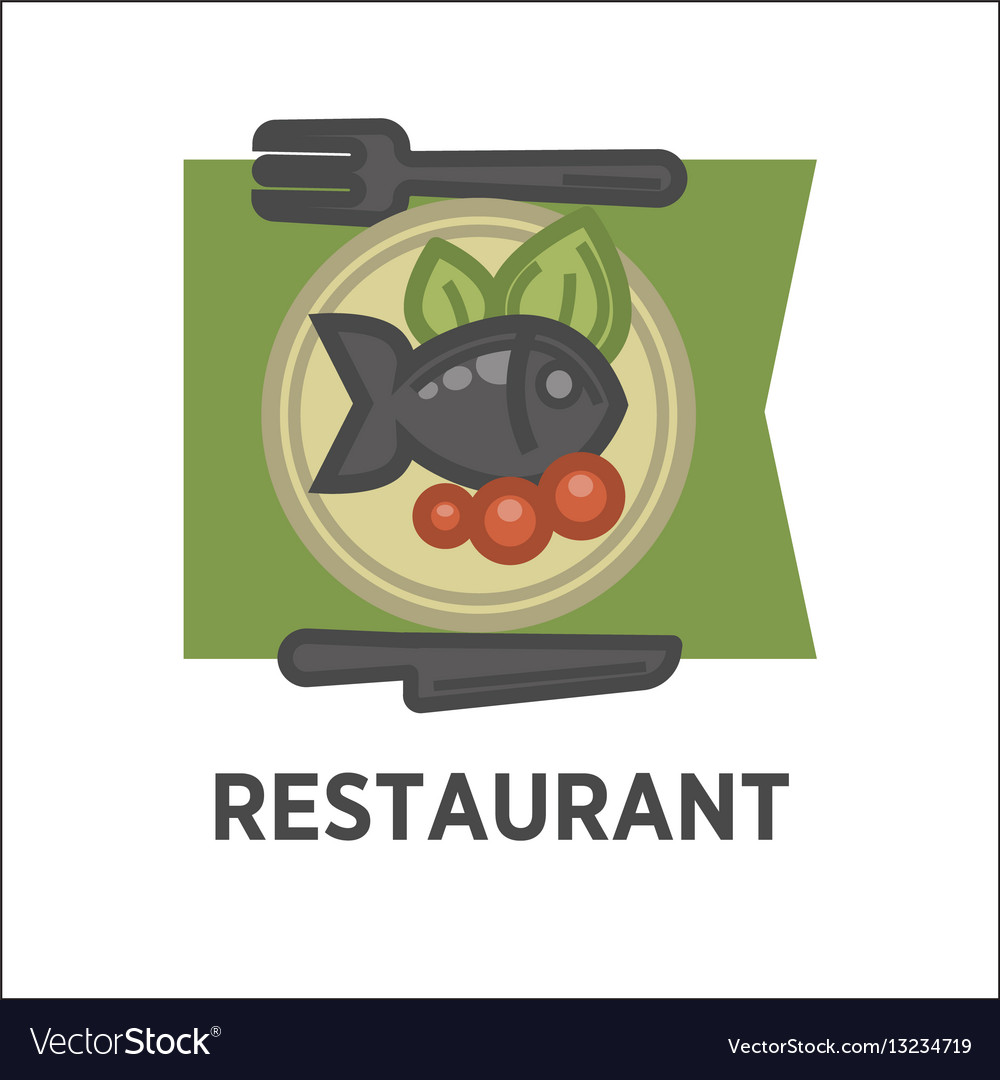 Restaurant Dish Banner Fish With Tomatoes And Vector Image