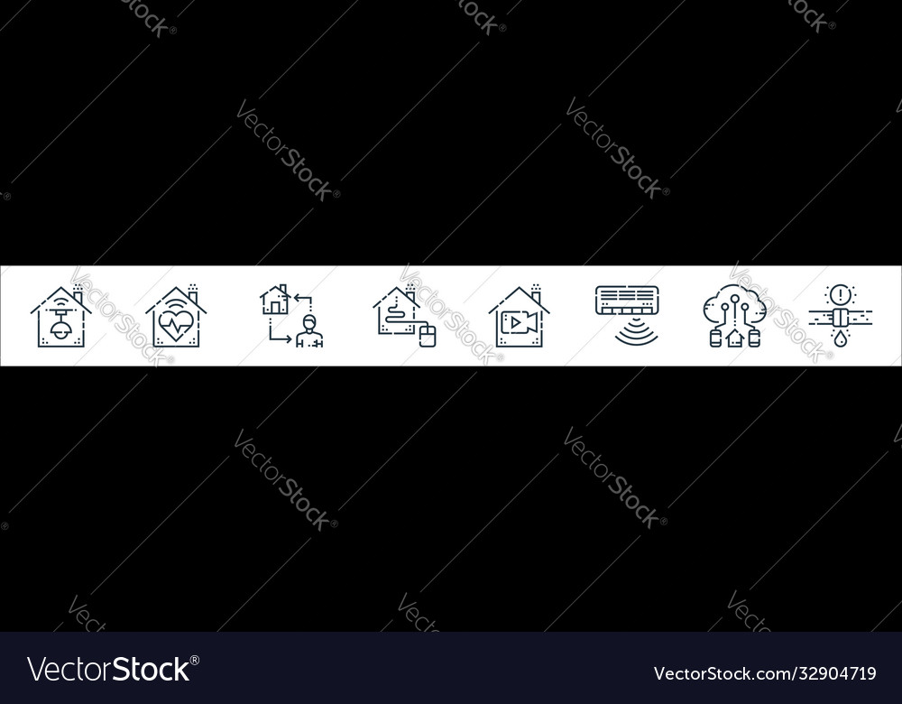 Smarthome line icons linear set quality vector image Smarthome line icons linear set quality
