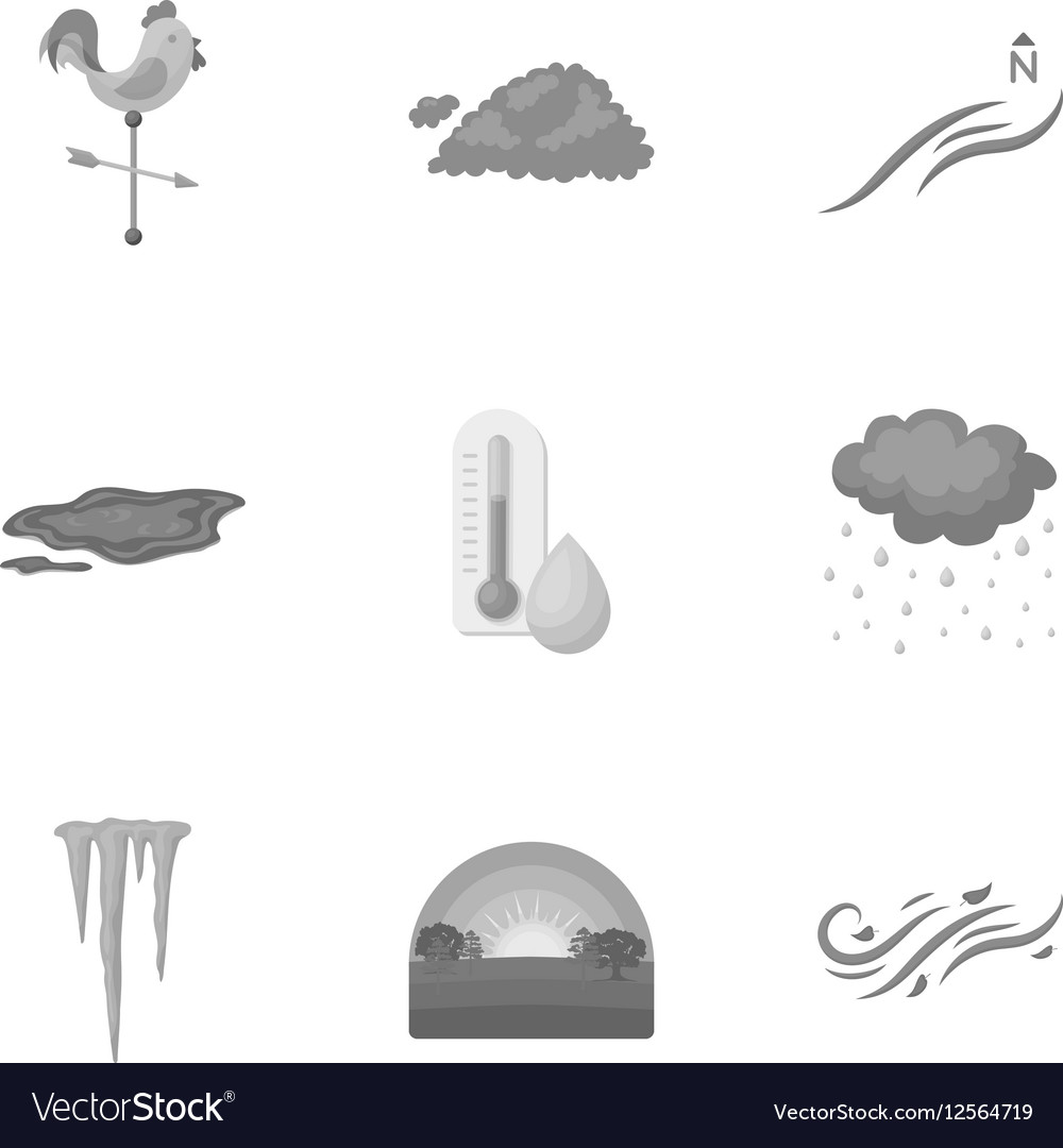 Weather set icons in monochrome style big