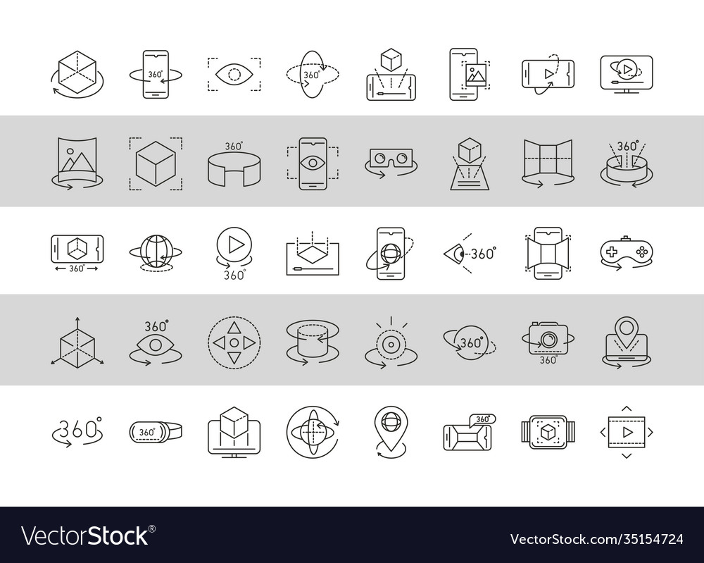 Augmented reality icons set simulation innovation Vector Image
