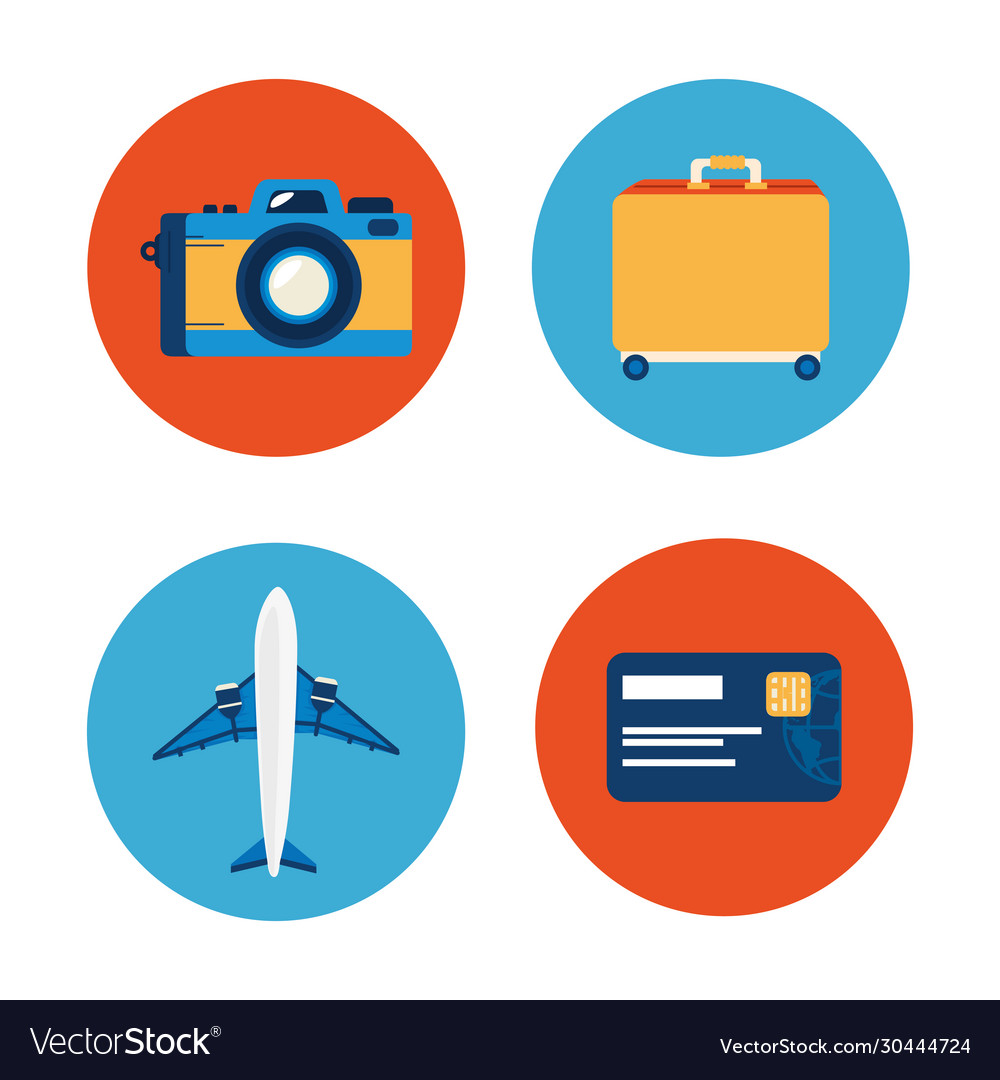 Camera with set icons in frames circular vector image Camera with set icons in frames circular