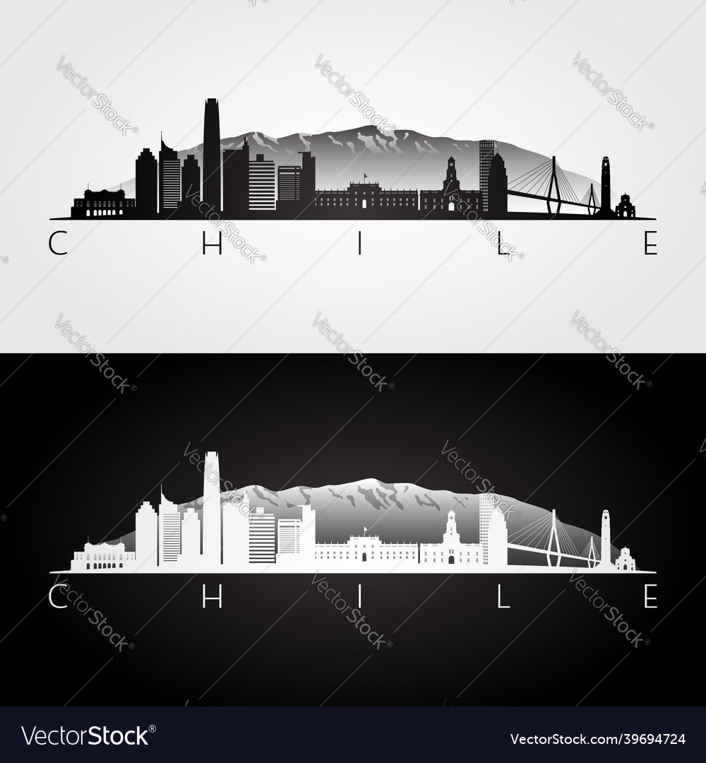 Chile skyline and landmarks silhouette Royalty Free Vector