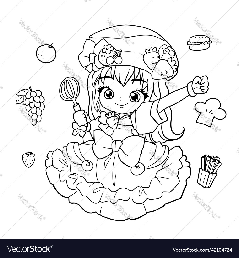 Premium Vector  Cartoon cute doodle coloring page kawaii anime