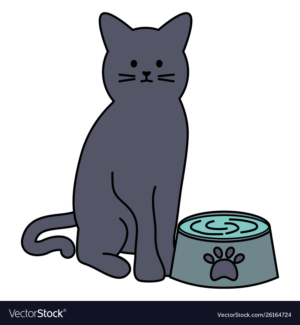 Cute cat mascot with dish water