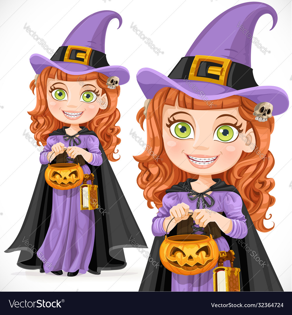 Cute girl witch trick or treat