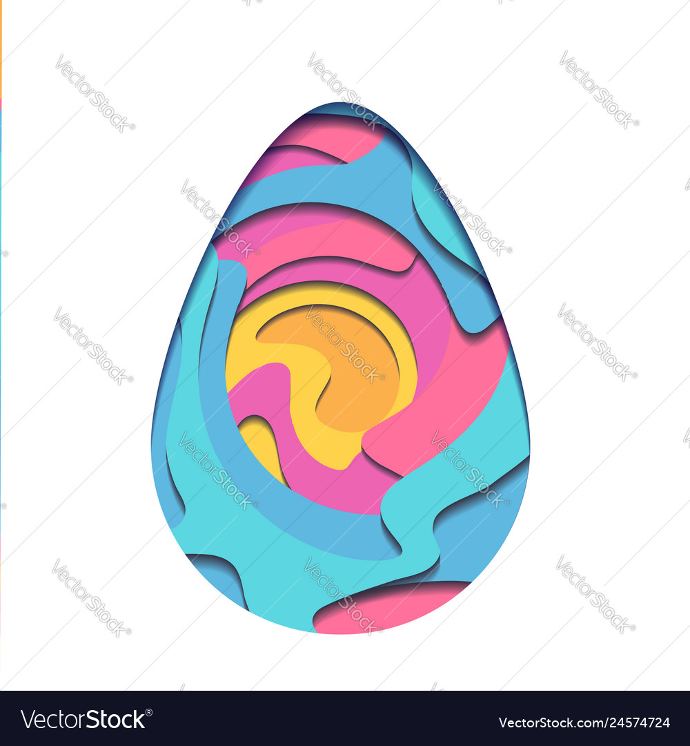 Egg carving of paper with paint whirlpool