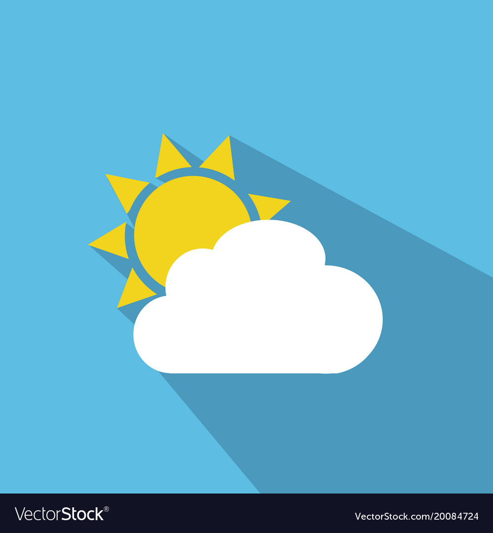 Flat sun and cloud weather web icon