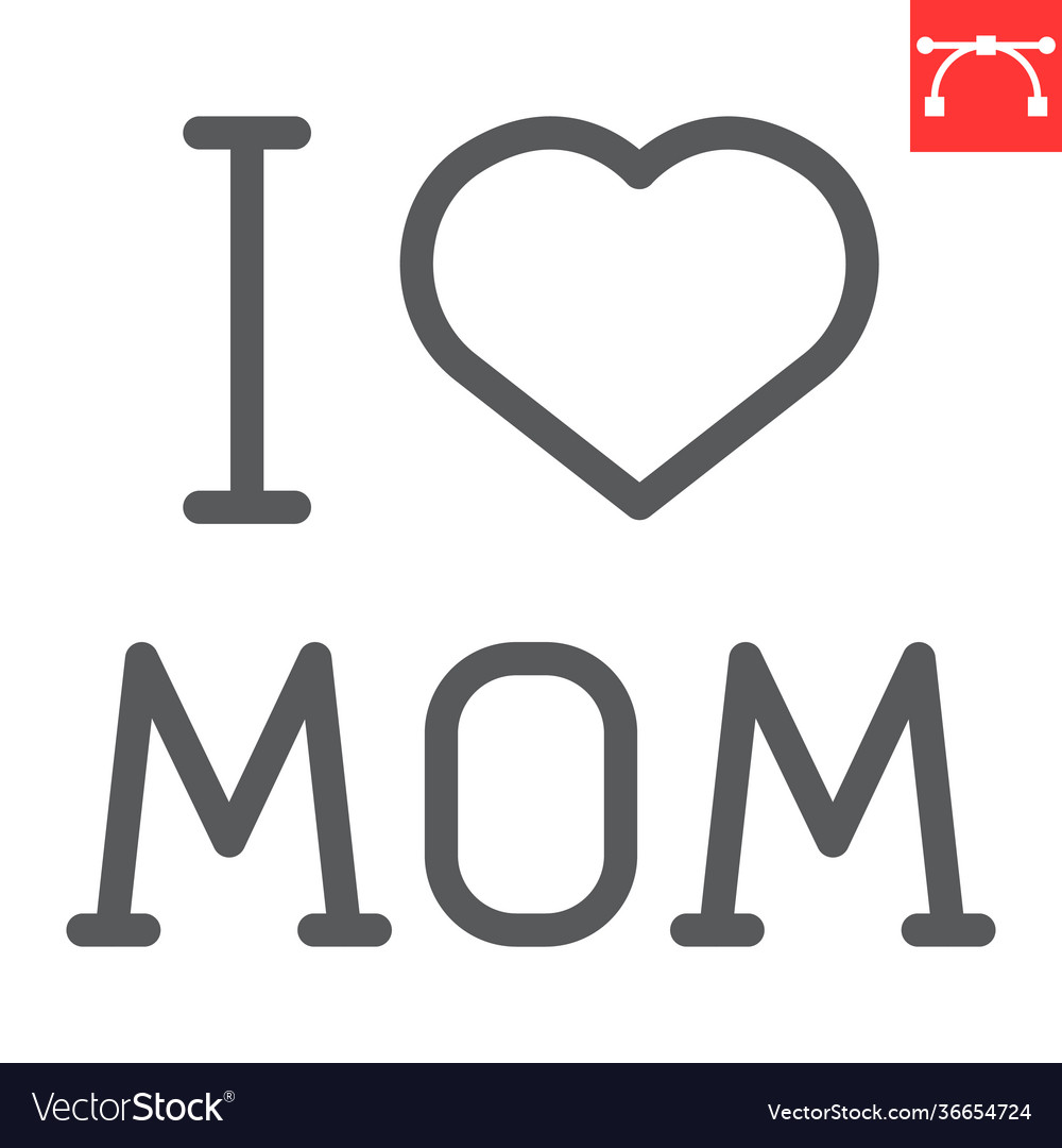 I love mom letters with heart line icon mother Vector Image