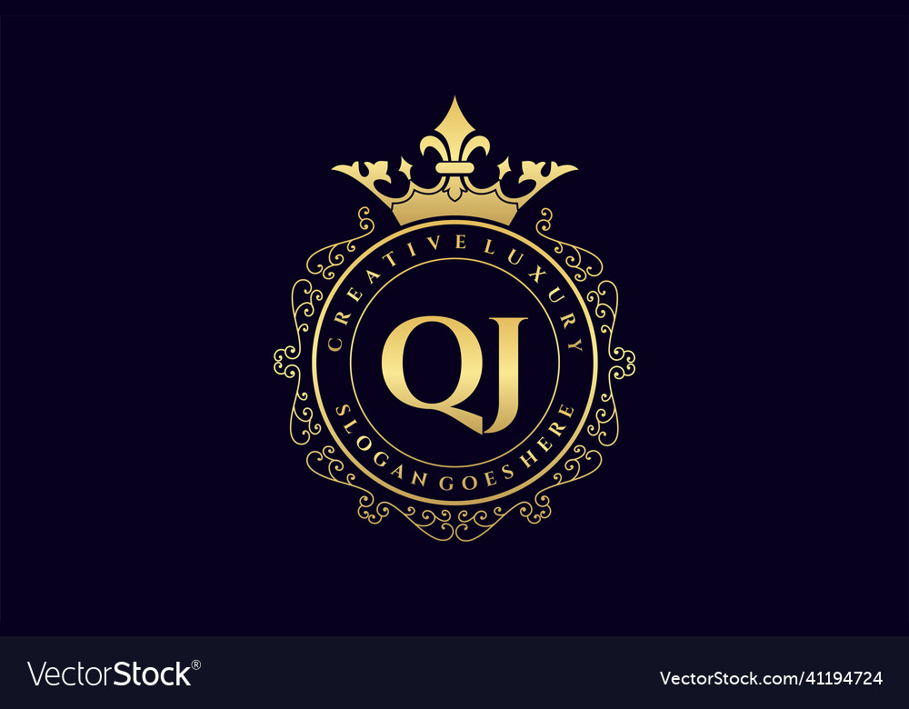 Qj initial letter luxury calligraphic feminine Vector Image