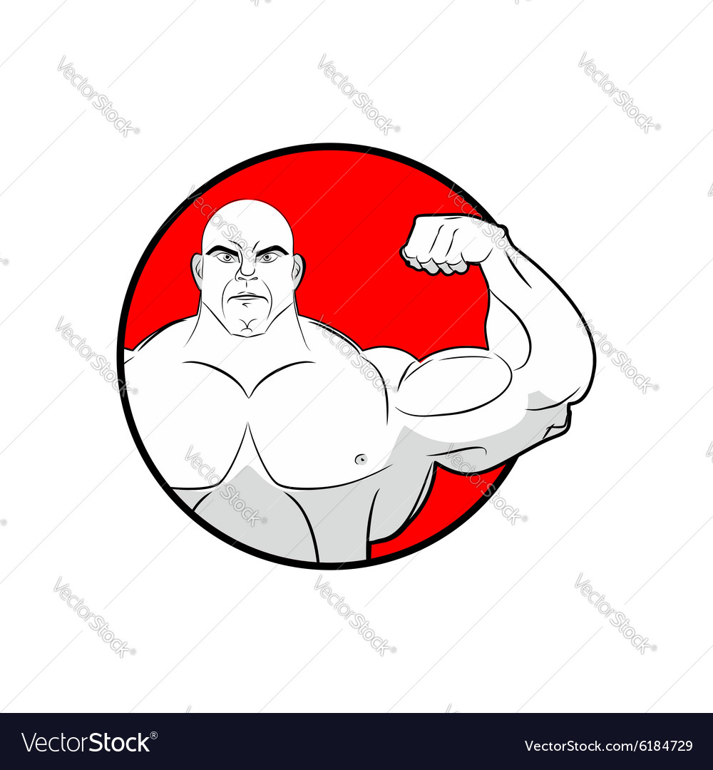 Bodybuilder with big muscles emblem gym logo Vector Image