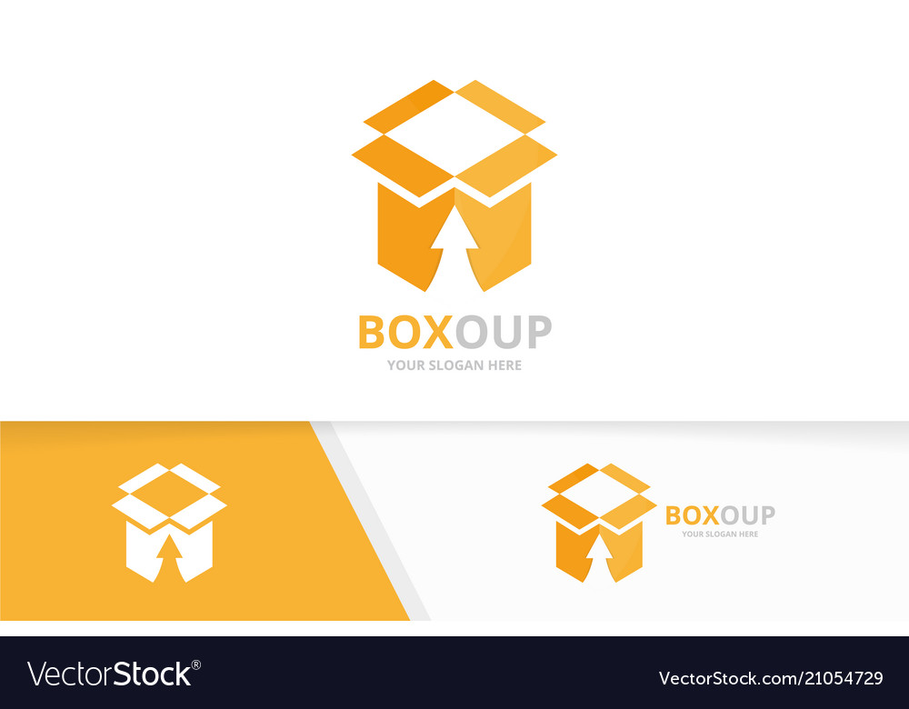 Box and arrow up logo combination package Vector Image