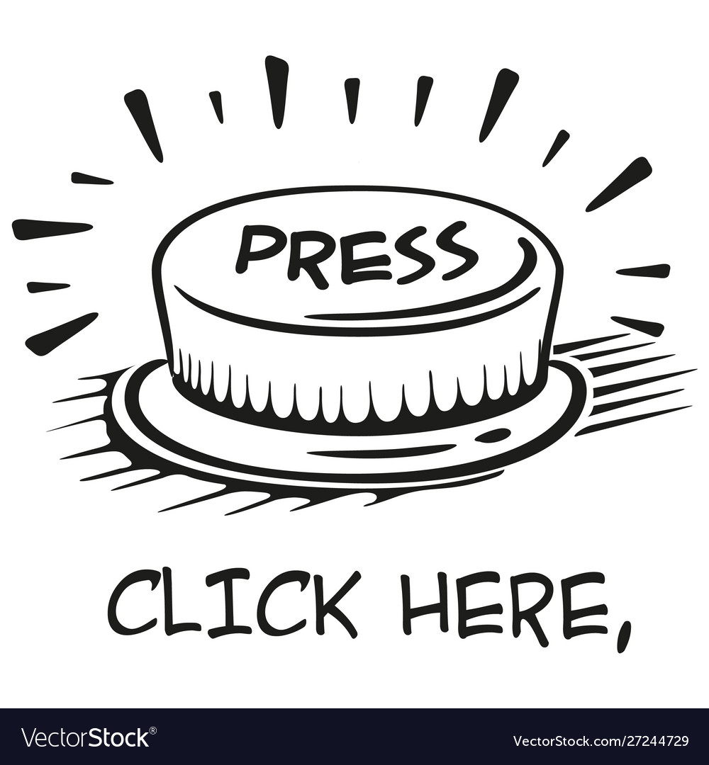 Icon button click switch push art line vector image Icon button click switch push art line