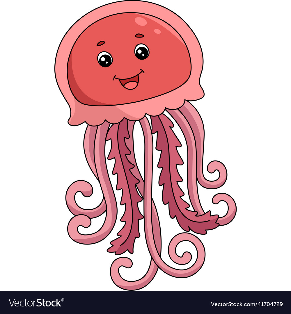 Jellyfish cartoon colored clipart Royalty Free Vector Image