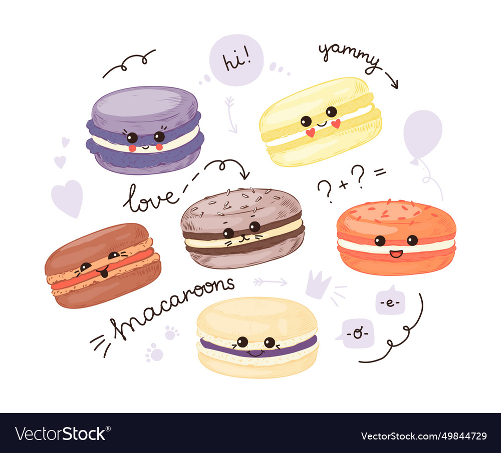 Kawaii macaron hand gezogen niedliche französische Dessert