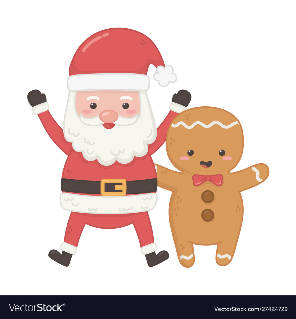 Santa and gingerbread man decoration merry Vector Image