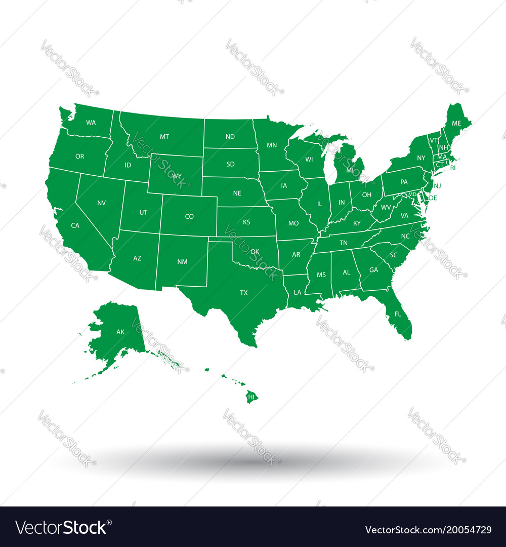 Usa map with federal states united Royalty Free Vector Image