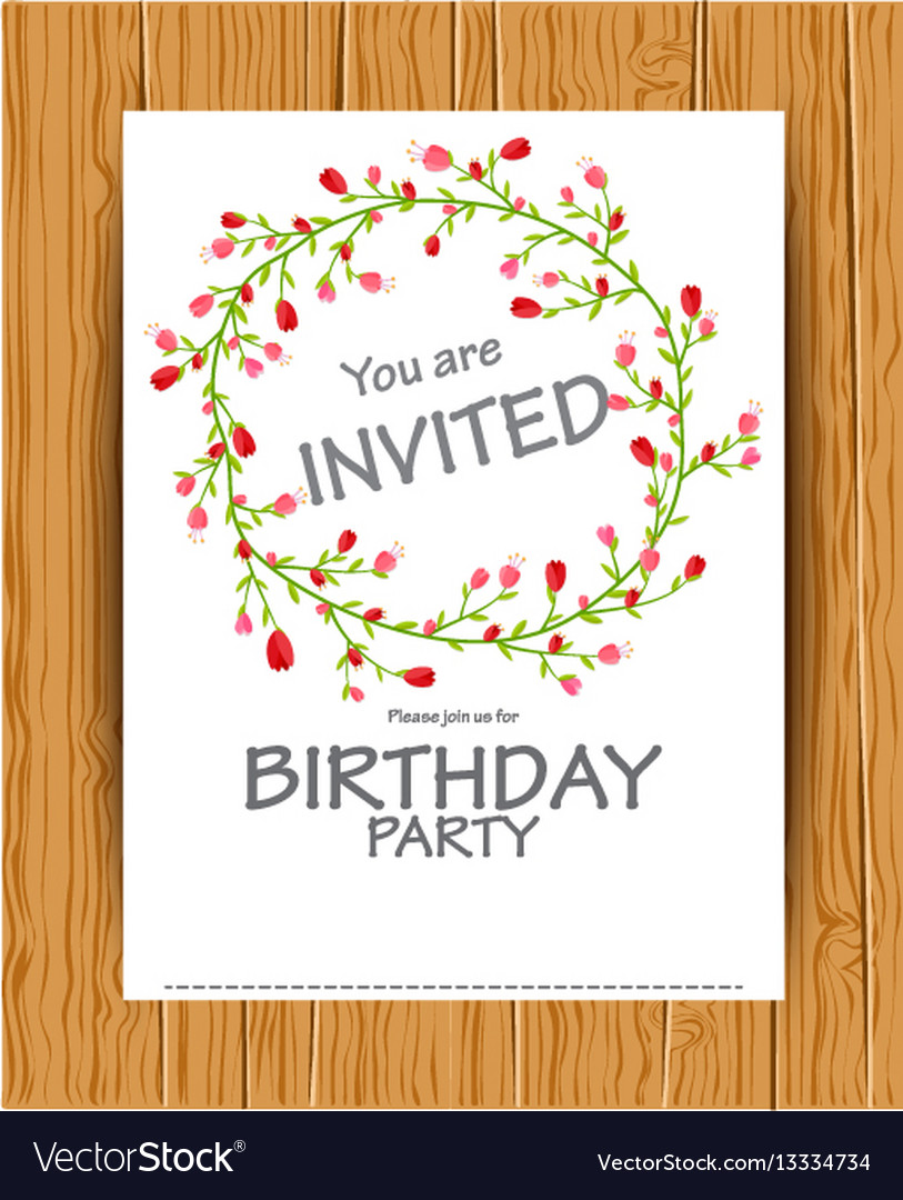 Download Birthday invitation card with beautiful flower Vector Image