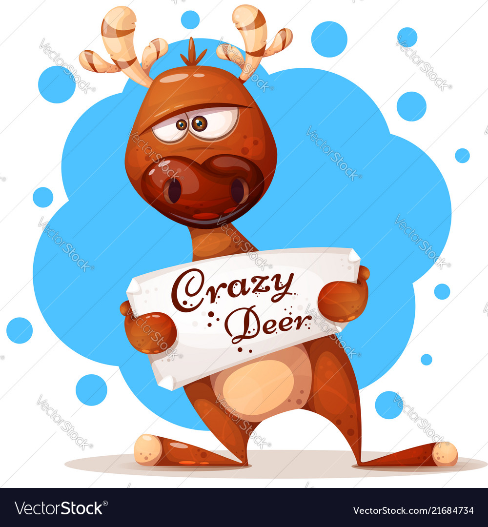 Cute crazy funny deer characters