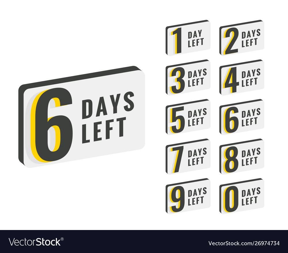 Days left countdown time banner design Royalty Free Vector