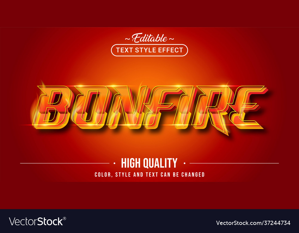 Editable text style effect - bonfire Royalty Free Vector