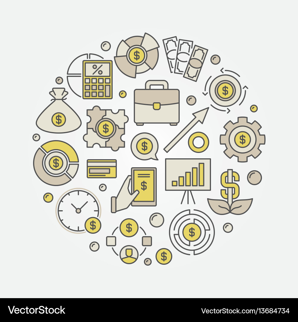 Investment round colorful Royalty Free Vector Image