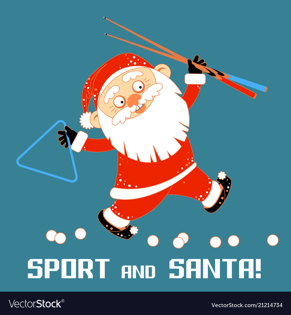 Santa claus playing sports games billiard