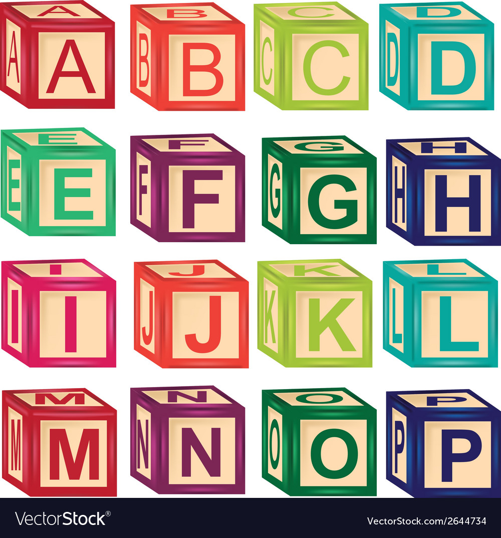 Some colored letters in cube toys with different Vector Image