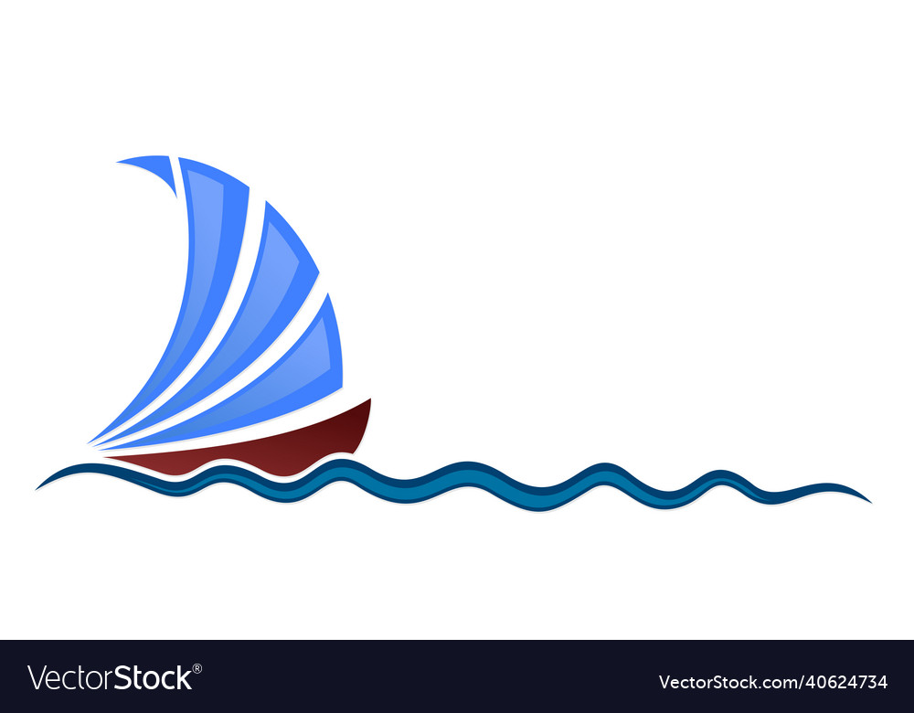 Symbol of the sailing vessel in sea Royalty Free Vector