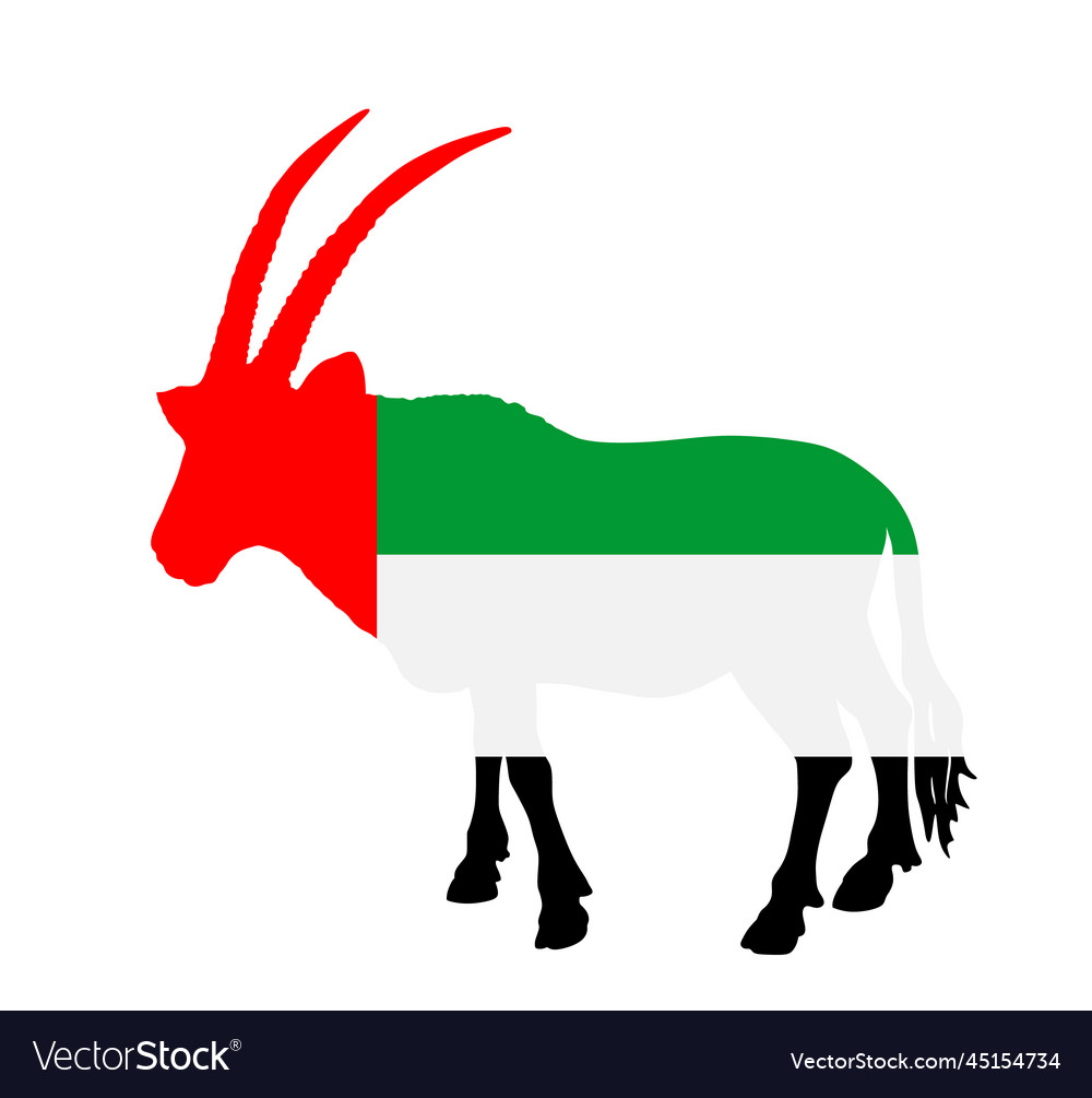 Uae flag over oryx gazelle national animal Vector Image Uae flag over oryx gazelle national animal Vector Image