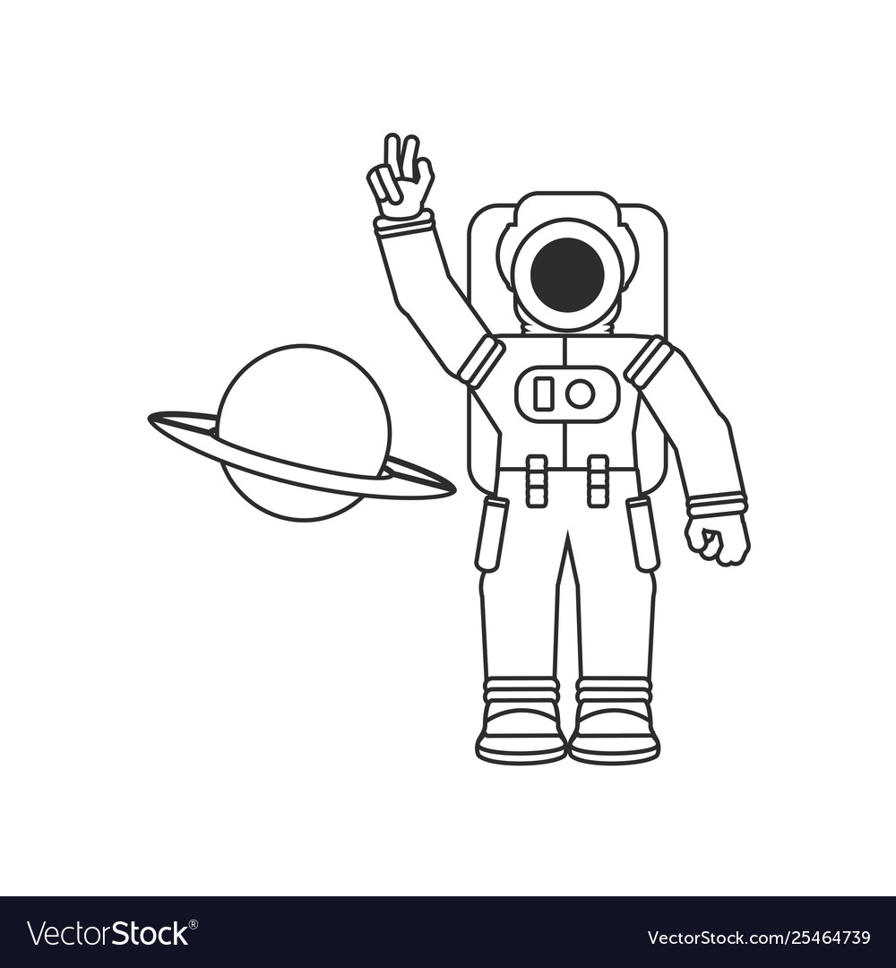 Astronaut suit with planet saturn Royalty Free Vector Image